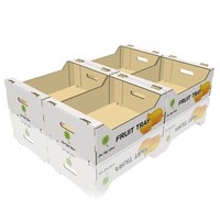 Op maat gemaakte, stapelbare kartonnen verzenddozen met aangepast logo voor verse fruit, van gegolfd karton, blauw.