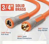 Tuyau d'arrosage haute pression 600 PSI en PVC renforcé tressé, diamètre 5/8'', raccords en laiton, flexible, anti-pli, robuste