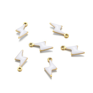 Breloque en émail Éclair |   Pendentif en acier inoxydable plaqué or PVD 18 carats pour la fabrication de bijoux DIY (bracelets, colliers) - Product Image 6
