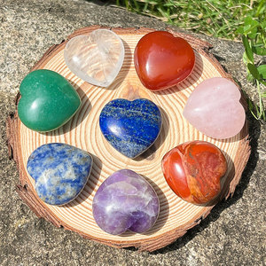 9PCS Palm burattato <span class=keywords><strong>Heart</strong></span> Worry <span class=keywords><strong>Stone</strong></span> per sollievo dall'ansia cristalli curativi Craft <span class=keywords><strong>set</strong></span> 7 <span class=keywords><strong>Chakra</strong></span> pietre a forma di cuore bilanciamento Reiki - Product Image 4