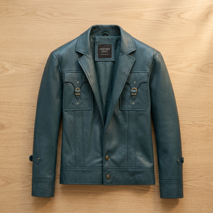 Veste en cuir d'agneau véritable pour homme, coupe-vent, respirante, écologique, fermeture éclair sur le devant, col rabattable pour l'hiver - Product Image 3