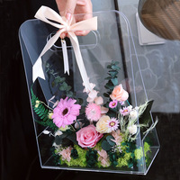 Roses éternelles séchées en boîte acrylique de fabrication chinoise - Longue durée de vie (3 à 5 ans) - Cadeaux pour Noël, la fête des mères et la Saint-Valentin