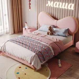 Rosa Princess Princess culetto in legno massello cartone animato disegno bel letto per ragazze per la decorazione della camera da letto dei giovani - Product Image 1