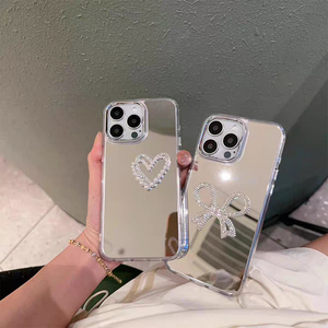 Custodia per Telefono Fai-da-Te di Lusso per <span class=keywords><strong>iPhone</strong></span> da 7 a 16 Pro Max <span class=keywords><strong>con</strong></span> Cuore di Perle e Fiocco Antiurto Custodie per Cellulari 17 Pro - Product Image 1