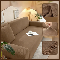 Sarung Sofa Gaya Eropa Bahan Fleece Jagung, Dapat Dicuci, Elastis, Spandex Jacquard, Beludru Jagung, Sarung Sofa Elastis untuk Set 2 Dudukan