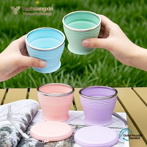 Kit de Taza Plegable de Silicona con Tapa, Reutilizable, a Prueba de Fugas, Portátil, Diseño Minimalista, Colores Pastel, Apto para Lavavajillas - Product Image 5