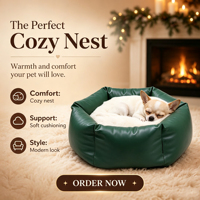 Coussin rond luxueux et confortable pour chien et chat, imperméable, avec housse amovible et lavable, coussin chaud pour animaux de compagnie