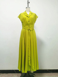 Vestidos Camiseros de Moda para Mujer, Nuevos, de Color Sólido, con Cuello de Traje, Cierre de Botones y Cinturón - Product Image 4