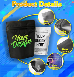 Thực phẩm có thể khóa lại túi nhôm lá đứng lên Túi khô Cookie đồ ăn nhẹ túi zip 3.5g Túi Mylar - Product Image 2
