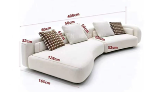 Canapé Bezier sur mesure, style américain moderne et minimaliste, modulaire et incurvé, en tissu, fabriqué à Foshan, écologique, durable et convertible - Product Image 2
