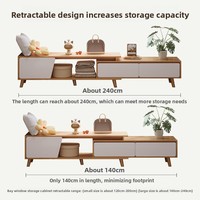 Ensemble meuble TV et table basse moderne et minimaliste, extensible, en placage de bois massif, pour salon, meuble de rangement domestique