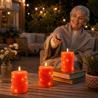 Lampes à bougies LED sans flamme en cire de paraffine orange, à piles, avec télécommande, pour Noël, la maison et la chambre