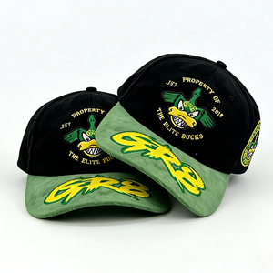 Бейсболка-снепбэк уличного стиля в стиле хип-хоп, регулируемая, из теплой мягкой замши, двухцветная (зеленый и черный) - Product Image 1