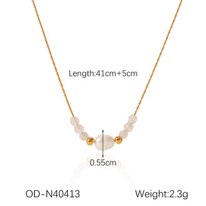 XL582 l'Popolare Gioiello in Acciaio Inossidabile, Elegante Collana di Perle in Stile Francese a Forma di Fiore - Product Image 4