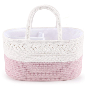 Baby Diaper Caddy Organizer Cotton Rope Diaper Storage Basket for Changing Table