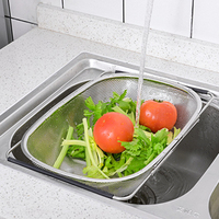 Panier de rangement en acier inoxydable, évier et laver les aliments, ajustable, avec poignées interchangeables, pour la cuisine, la maison, nouveauté