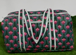 Bolsa de Viaje Acolchada de Algodón, Hecha a Mano en India, de Lujo, Deportiva, Cómoda, para Mujer, Informal, de Fin de Semana, con Cierre, para Compras - Product Image 4