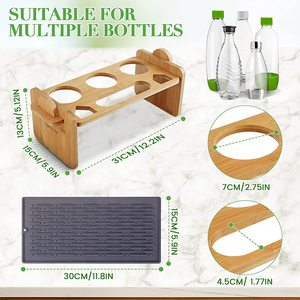 Support de bouteille OEM, support de bouteille en <span class=keywords><strong>verre</strong></span>, support anti-goutte, tapis anti-goutte en silicone, égouttoir amovible en bambou, 3 <span class=keywords><strong>Soda</strong></span> <span class=keywords><strong>Stream</strong></span> Crystal Emil B - Product Image 2