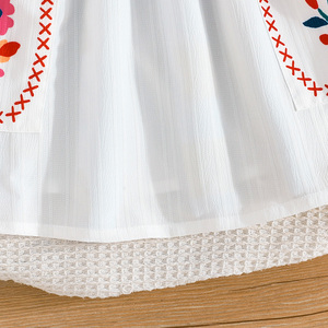 Elegant <b>White</b> Princess Dress for Girls 2-8 Years Summer Fashionable Kids Clothing With <b>Lace</b> Sleeves Printed Flower for Parties - Product Image 6