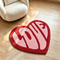 Tapis en forme de cœur LOVE, tapis moelleux rouge et rose, tapis décoratif pour la Saint-Valentin, pour le salon et la chambre à coucher