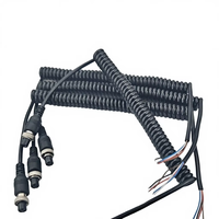 Câble spiralé 5 conducteurs 0,2 mm² avec fiche aviation GX12, fil torsadé 24AWG en PVC, cordon d'alimentation DC 12-24V résistant au froid