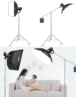 4m fotografi Video Studio, peralatan COB LED Panel lampu cincin lampu reflektor latar belakang kamera kotak lembut Tripod berdiri lengan