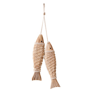 Ornement mural en bois de pin méditerranéen en forme de poisson, multi-pièces, décoration intérieure - Product Image 5