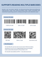 Lecteur de codes-barres sans fil 2.4G avec lecteur de codes 1D 2D QR, Bluetooth, USB, scanner de codes-barres portable filaire