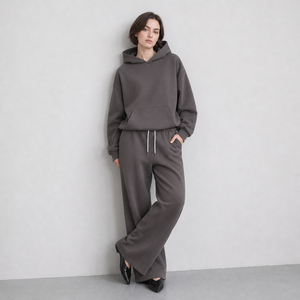 Women's 100% Cotton Hoodie Sweatpants Set Breathable Heavyweight <b>Knitted</b> Tracksuit Casual Streetwear Winter - Product Image 1