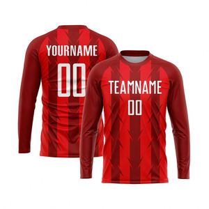 Geometric Pattern <b>Long</b> Sleeve Soccer Jersey Football Shirt Breathable Lightweight Performance Sportswear for Team Training <b>Match</b> - Product Image 1