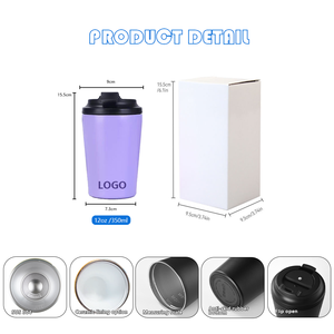 Vasos Reutilizables con Tapa Abatible de 8oz, 12oz y 16oz, Taza de Café de Acero Inoxidable Aislada al Vacío para Oficina, Hogar y Regalos - Product Image 2