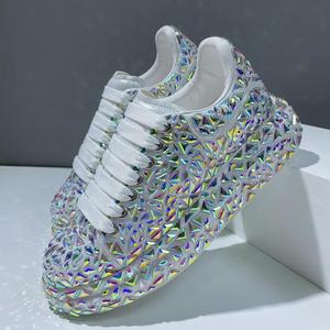 Newest Classic Sparkling Diamond Casual Shoes Trend High Top Thick Sole Rhinestone Shoes Women Elevated Old <strong>Daddy</strong> Shoes - Product Image 3
