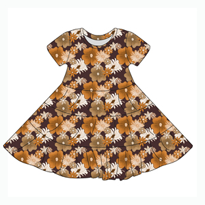 Lindo vestido floral de verano para mujer con estampado completo y dobladillo plisado Trajes a juego familiares para <span class=keywords><strong>padres</strong></span> y niñas Vestidos - Product Image 2