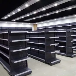 Wholesale Metallic Black Two-Sided Retail Store Shelving Supermarket Shelves
