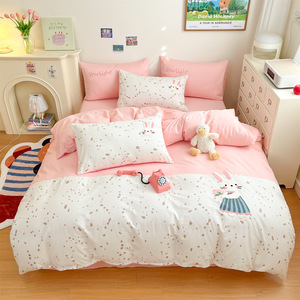 Ensemble de literie 4 pièces en coton de haute qualité, nouveau modèle été 2026, broderie <span class=keywords><strong>licorne</strong></span>, design mignon de dessin animé pour enfants - Product Image 3