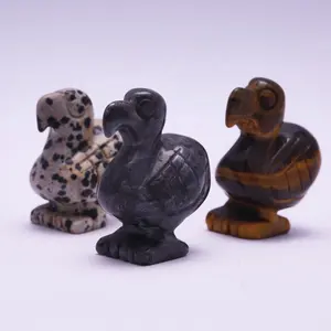 新款天然石英愈合迷你动物水晶石摆件散装定制手工雕刻黑曜石水晶鸟雕刻工艺品