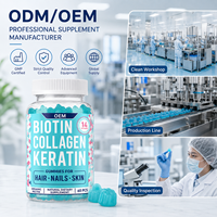Complément alimentaire beauté végétalien OEM : Gommes à la kératine et à la biotine pour cheveux, peau et ongles – Vitamines, biotine, collagène, kératine
