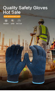 Guantes de algodón antideslizantes de punto de <span class=keywords><strong>PVC</strong></span> de doble cara azul marino Guantes de trabajo de seguridad mecánica de uso general de alta calidad - Product Image 2