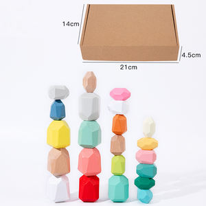 Vendita calda bambini Montessori giocattoli in legno blocchi di costruzione Set di legno impilamento rocce - Product Image 6