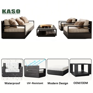 Ensemble <span class=keywords><strong>de</strong></span> <span class=keywords><strong>salon</strong></span> <span class=keywords><strong>de</strong></span> <span class=keywords><strong>jardin</strong></span> modulable <span class=keywords><strong>de</strong></span> luxe, canapé d'angle résistant aux intempéries avec structure en aluminium - Product Image 5