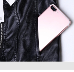 <span class=keywords><strong>Giacca</strong></span> da <span class=keywords><strong>Donna</strong></span> in Pelle Scamosciata, Cappotto Stile Aviatore, <span class=keywords><strong>Giacca</strong></span> da Motociclista, Streetwear Nero con Cerniera - Product Image 4