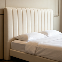 Tête de lit murale capitonnée à canaux verticaux modernes, pour chambre d'hôtel 5 étoiles, tête de lit rembourrée, mobilier FF&E sur mesure
