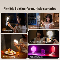 Lampe à selfie pliable pour téléphone, anneau lumineux LED à diffusion douce, RGB, température de couleur réglable, protection des yeux, télécommande