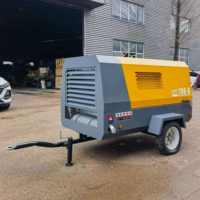 Compresor de Aire Portátil de 185 CFM, Compresor de Tornillo Neumático para Perforación con Motor Diésel