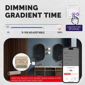 Mini variateur intelligent TUYA Smart Life 2.4G WIFI Triac 1A AC 90-250V 40X40X18mm IP20 220V 50/60HZ 2X100W Variateur LED avec 4 sorties - Product Image 2