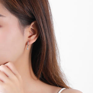 Daidan – boucles d'oreilles en zircone en argent blanc, cerceau en forme de goutte d'eau géométrique pour femmes, cerceau en argent Sterling 925 - Product Image 5