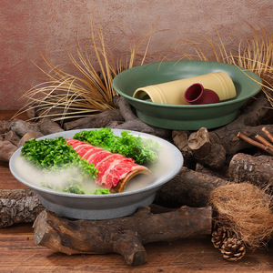 Mountain-style hot <b>pot</b> tableware, fresh goose intestines, <b>large</b> knife-cut pork kidney slices, dry ice platter, nine-second beef - Product Image 4