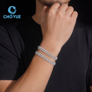 ลดราคาพิเศษ สร้อยคอเงินแท้ S925 ขนาด 8 มม. แบบ Cuban Link 2 แถว ประดับเพชรโมอิสซาไนต์ สไตล์ฮิปฮอป เครื่องประดับคุณภาพสูง สร้อยคอผู้ชาย ผ่านการทดสอบเพชร GRA - Product Image 5