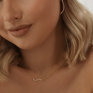 Collier Simple en argent sterling 925 avec <span class=keywords><strong>logo</strong></span> personnalisé, chaîne en or 18 k et <span class=keywords><strong>diamant</strong></span> ondulé - Product Image 6