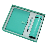 Lake Blue A5 Batterie externe à feuilles mobiles Ensemble de cahiers Tendance Réunion d'affaires Cadeaux de bienvenue avec tasse thermos Carnets de promotion
